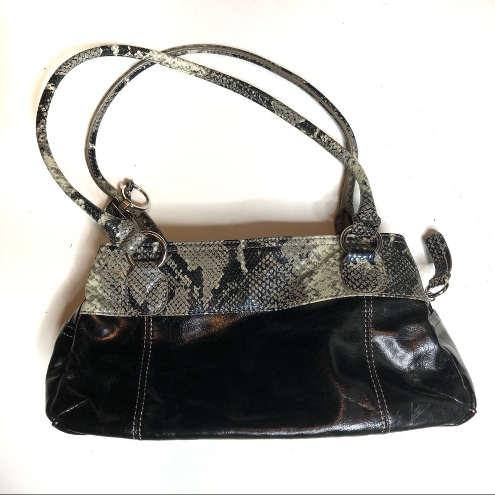 Snakeskin and Black Handbag